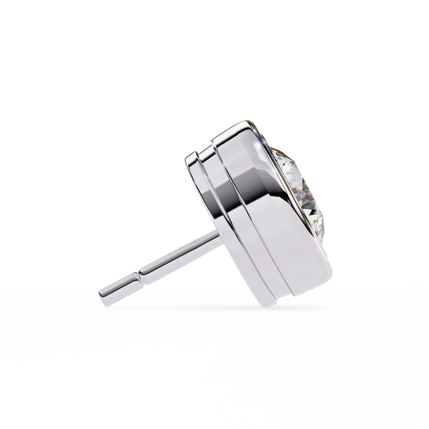 Lab Grown Bezel Round Diamond Stud Earrings