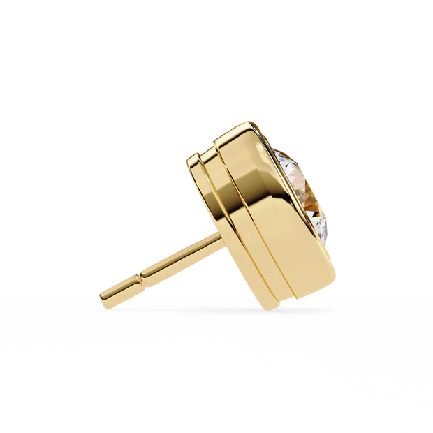 Lab Grown Bezel Round Diamond Stud Earrings