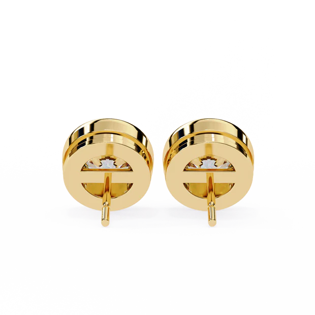 Lab Grown Bezel Round Diamond Stud Earrings