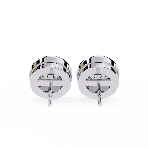 Lab Grown Bezel Round Diamond Stud Earrings