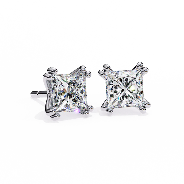 Classic Princess-Cut Diamond Stud Earrings