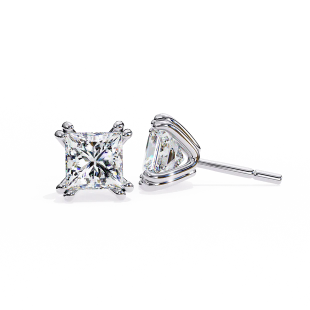 Classic Princess-Cut Diamond Stud Earrings