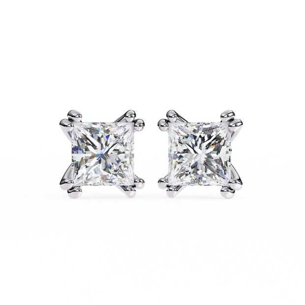 Classic Princess-Cut Diamond Stud Earrings