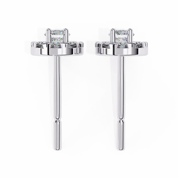 Classic Halo Round Diamond Stud Earrings