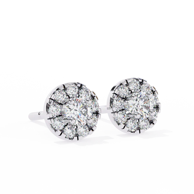 Classic Halo Round Diamond Stud Earrings
