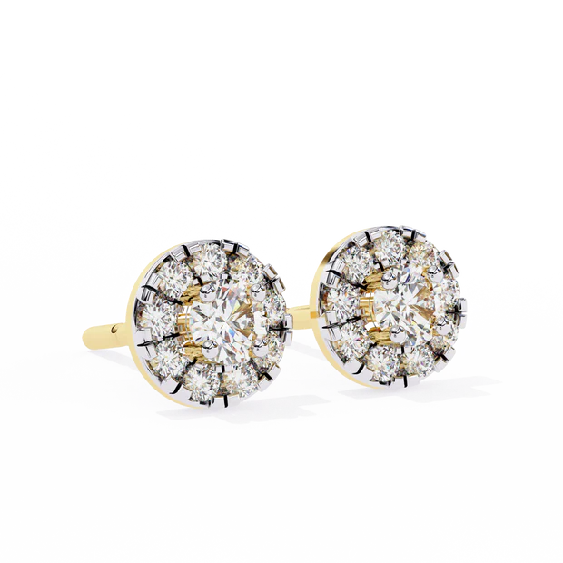 Classic Halo Round Diamond Stud Earrings