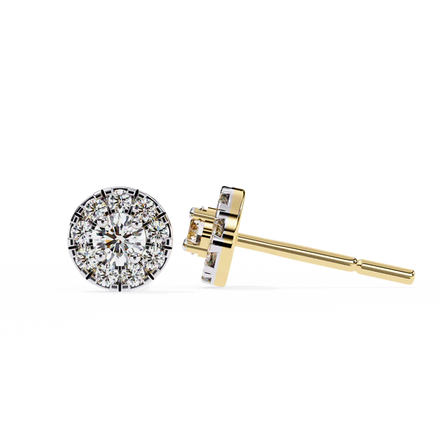 Classic Halo Round Diamond Stud Earrings