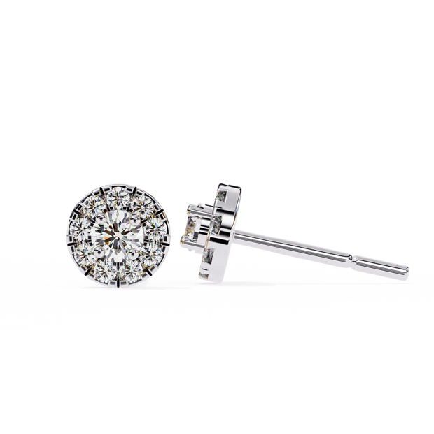 Classic Halo Round Diamond Stud Earrings
