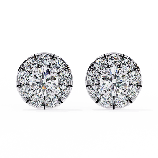 Classic Halo Round Diamond Stud Earrings