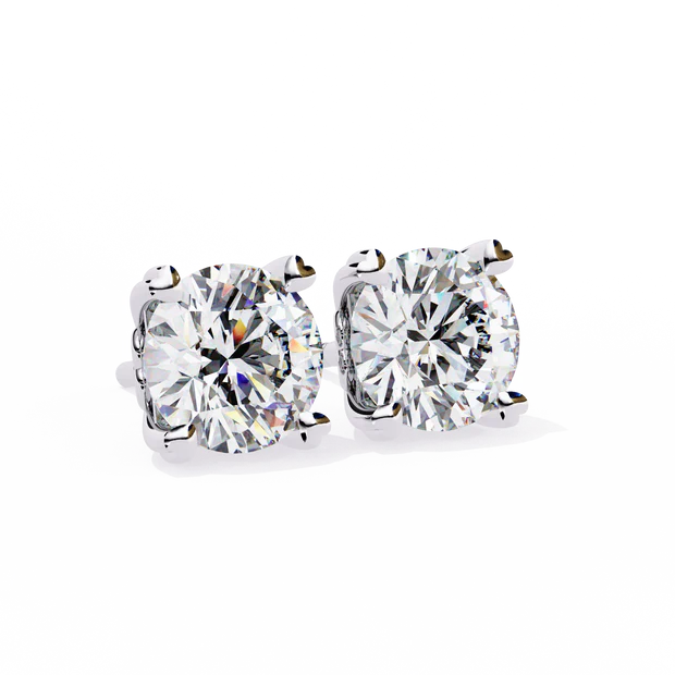 Heart Gallery Basket Diamond Stud Earring in White Gold