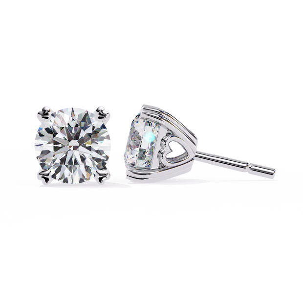 Heart Gallery Basket Diamond Stud Earring in White Gold