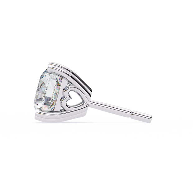 Heart Gallery Basket Diamond Stud Earring in White Gold