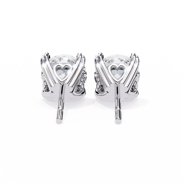 Heart Gallery Basket Diamond Stud Earring in White Gold