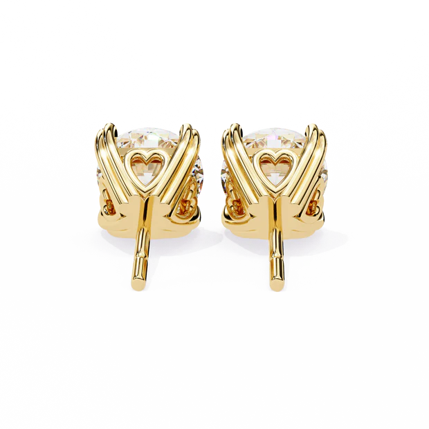 Heart Gallery Basket Diamond Stud Earring in White Gold