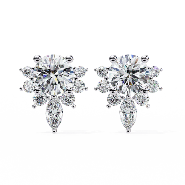 Flower Diamond Stud Earrings