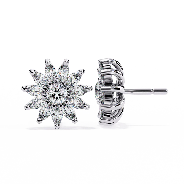 Sunburst Diamond Halo Stud Earrings
