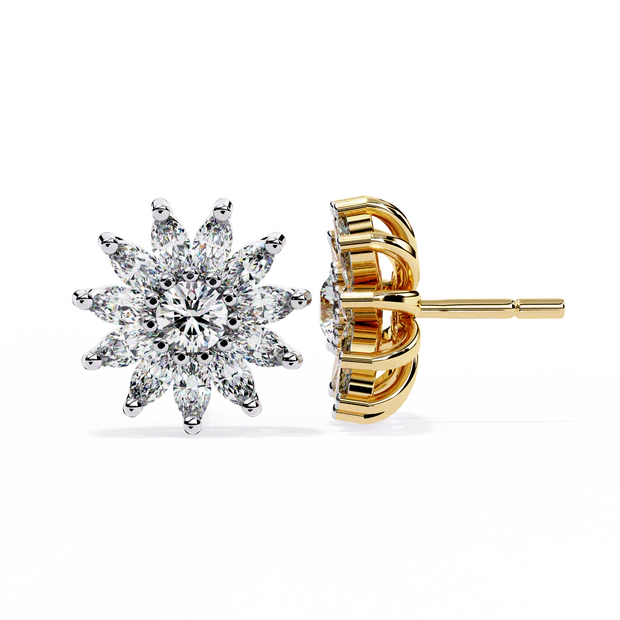 Sunburst Diamond Halo Stud Earrings