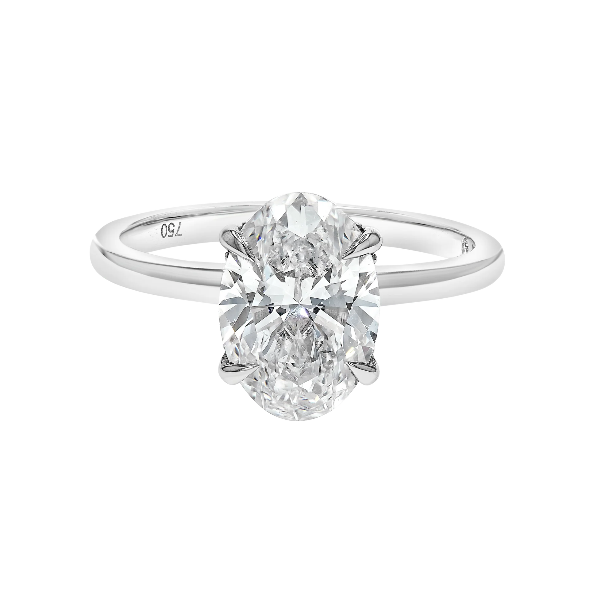 2 Carat Lab-grown Solitaire Engagement Ring - Oval Diamond