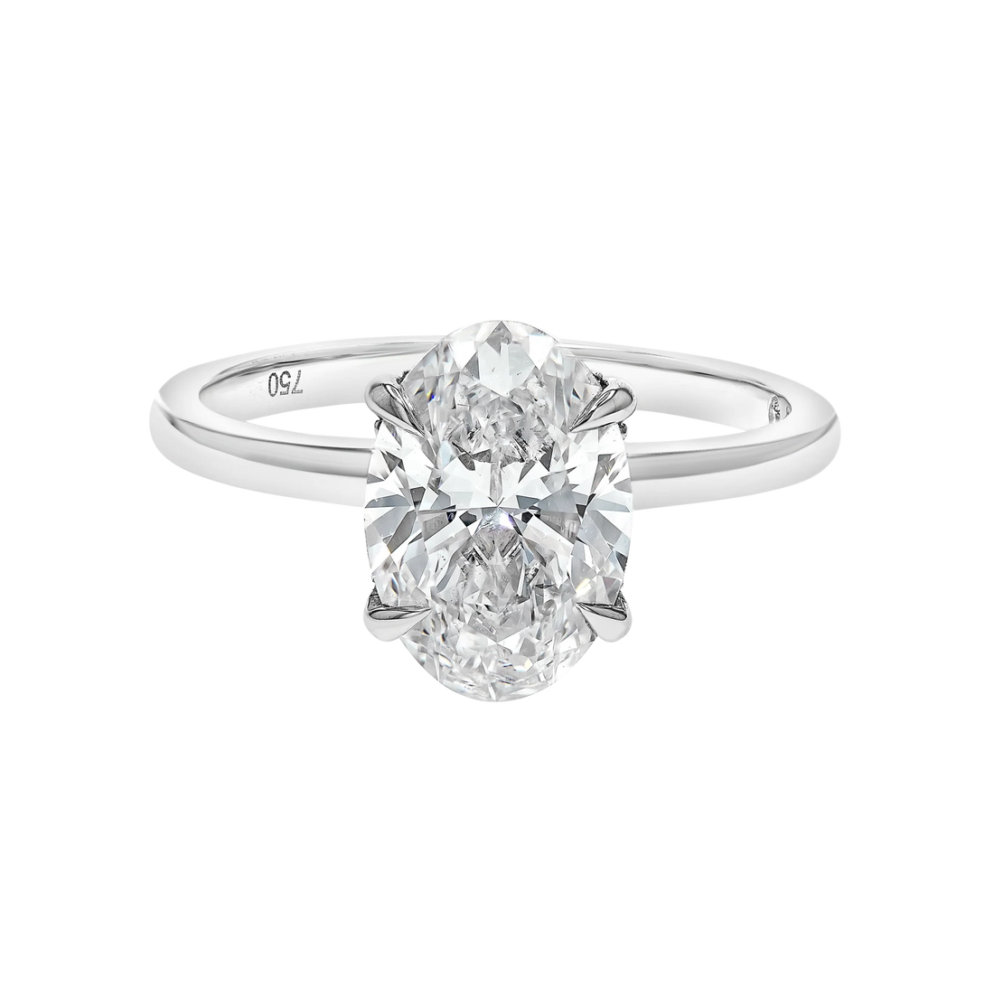 2 Carat Lab-grown Solitaire Engagement Ring - Oval Diamond