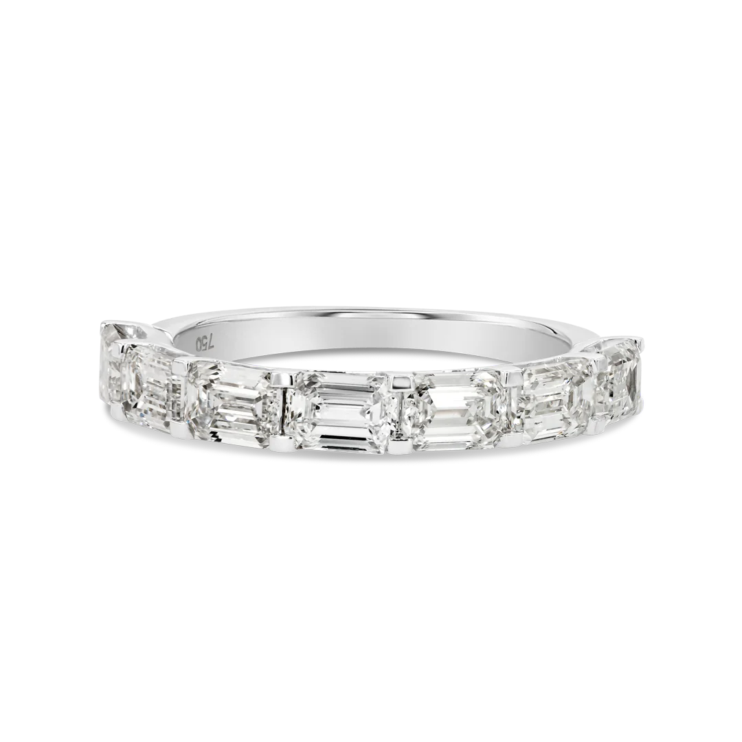 2.15ct Horizontal Emerald Diamond Full Eternity Ring