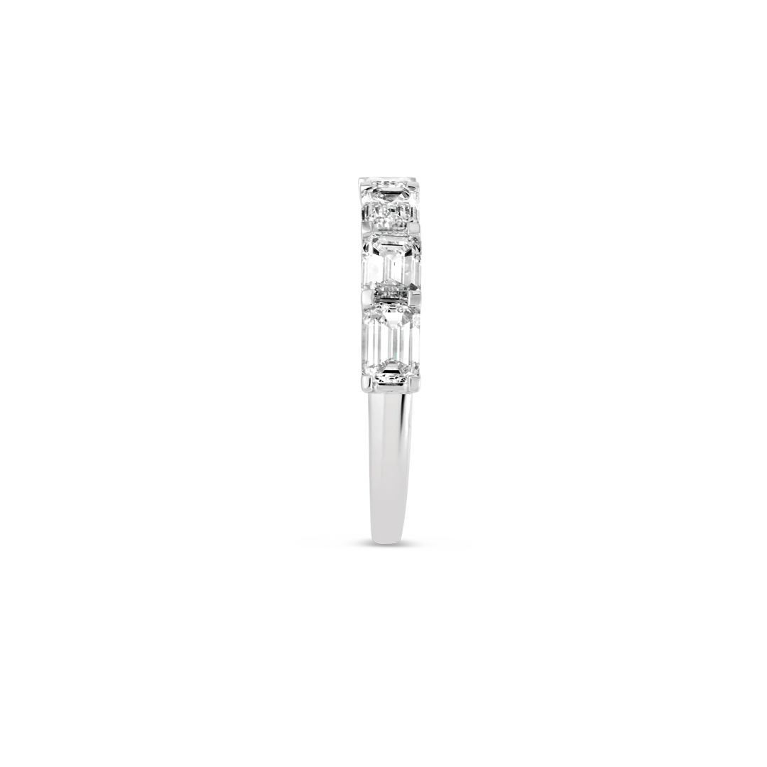 2.15ct Horizontal Emerald Diamond Full Eternity Ring