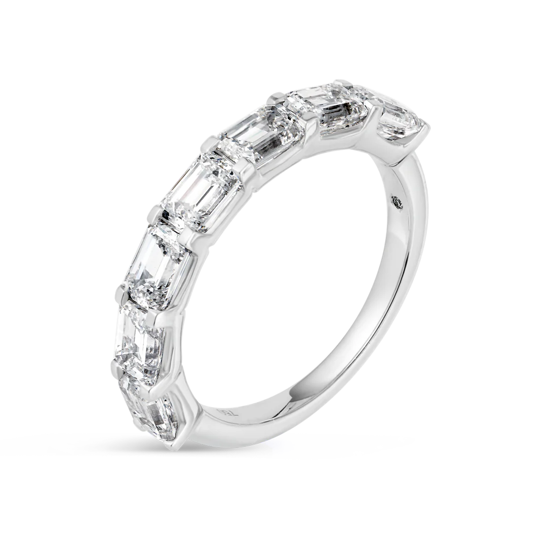 2.15ct Horizontal Emerald Diamond Full Eternity Ring