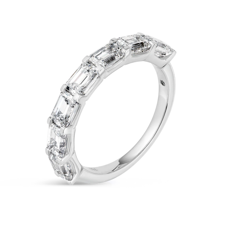 2.15ct Horizontal Emerald Diamond Full Eternity Ring
