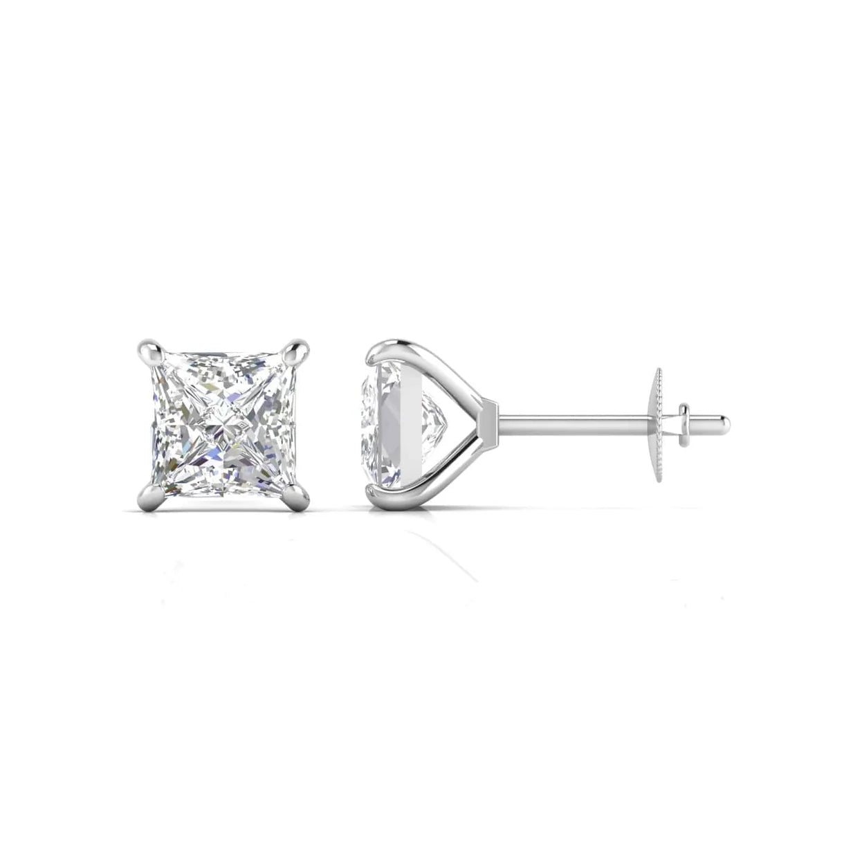 Princess Cut Diamonds Studs