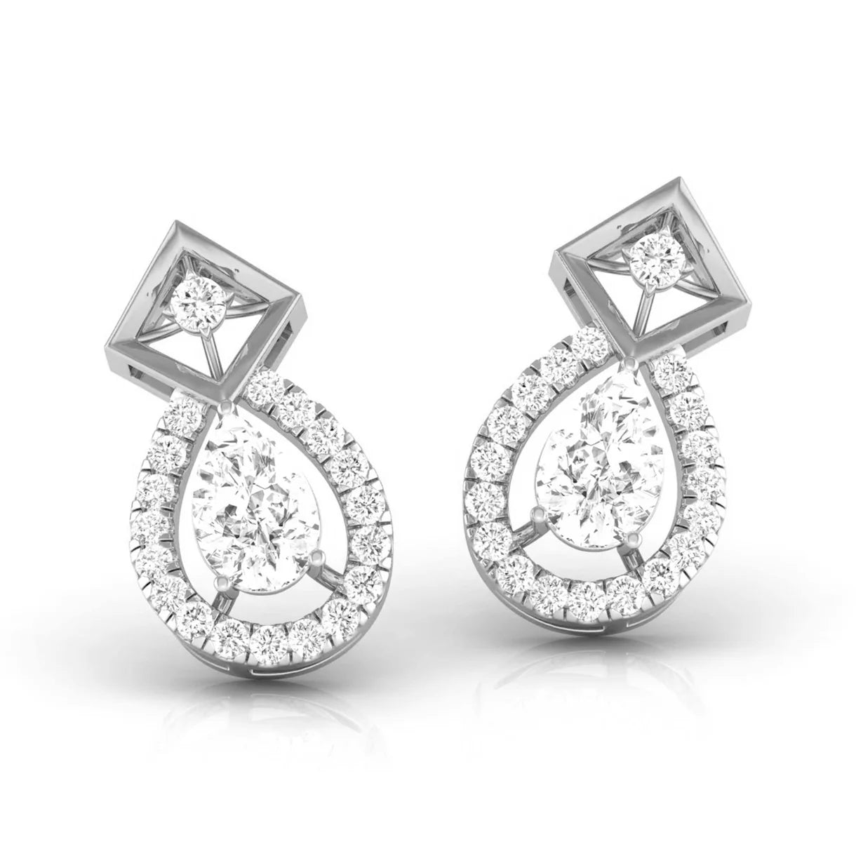 Edgy Teardrop Diamond Earrings