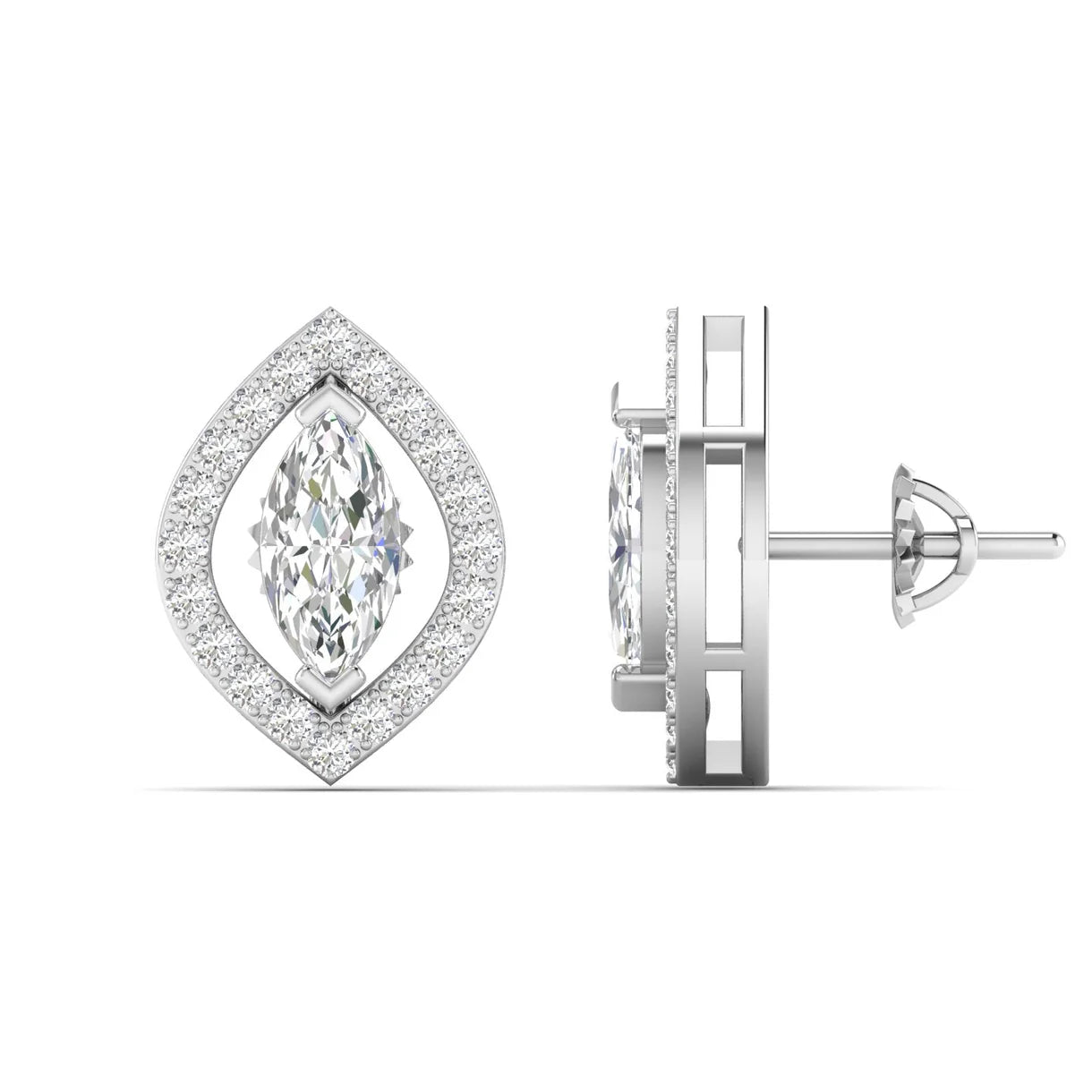 Marquise Diamond Halo Studs