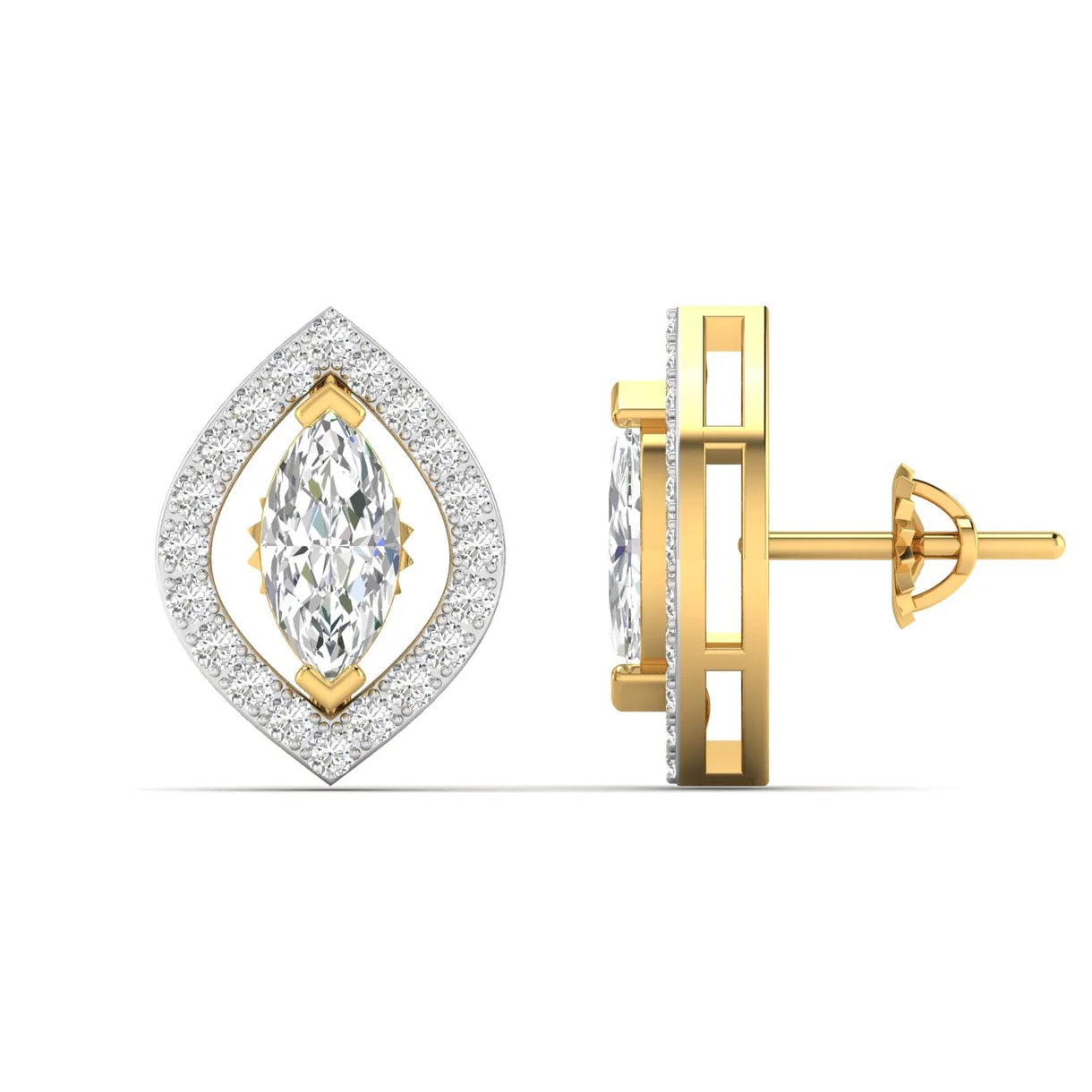 Marquise Diamond Halo Studs