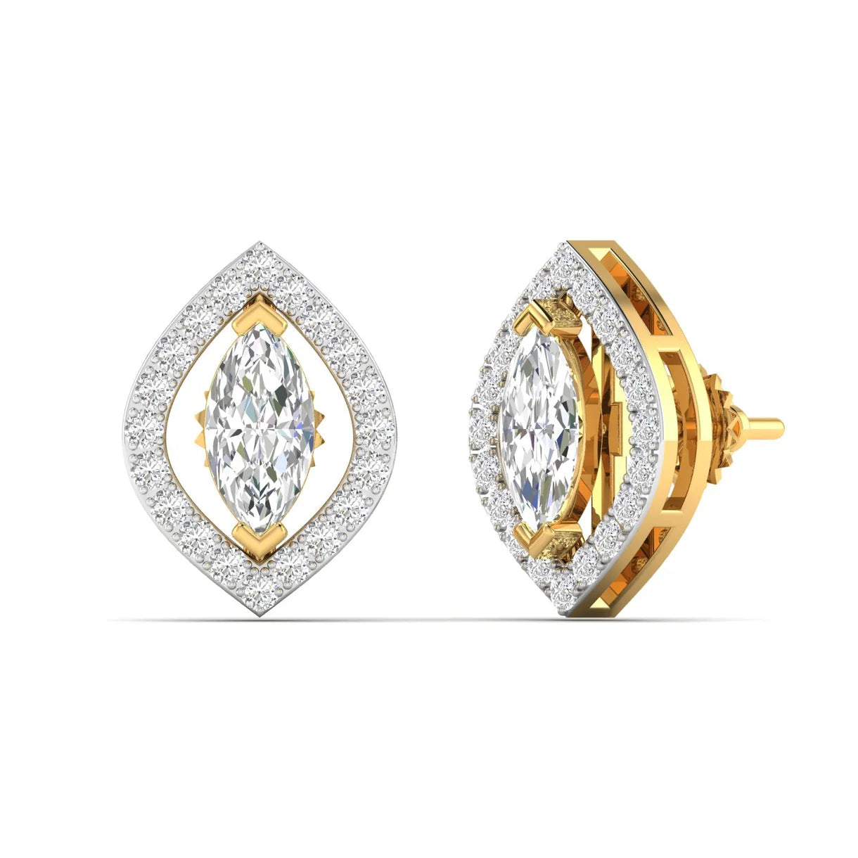 Marquise Diamond Halo Studs