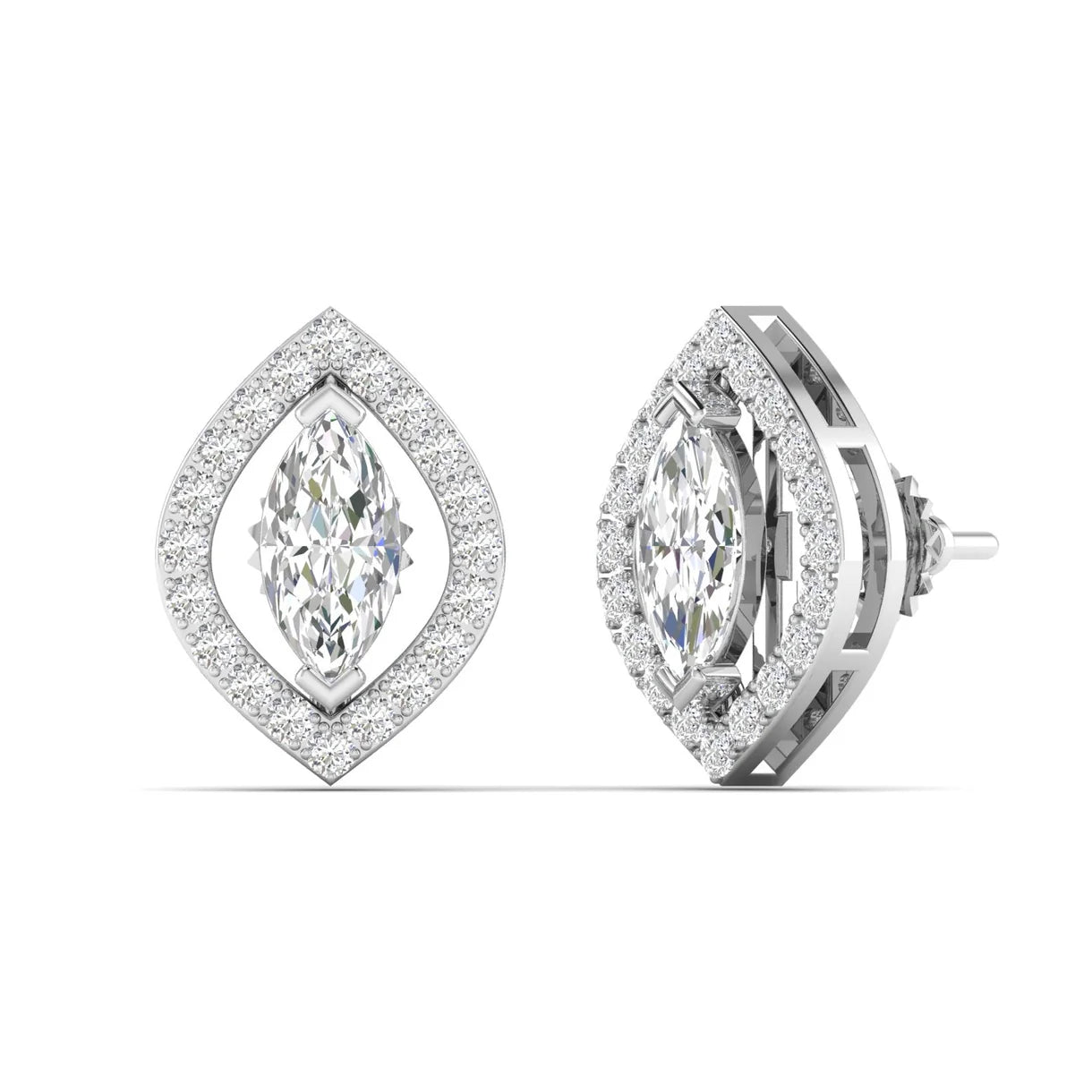 Marquise Diamond Halo Studs