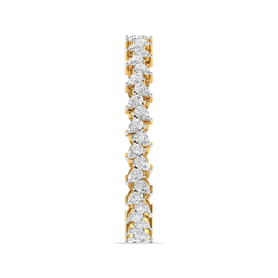Pair of Gold Bangles with Illusion Set Pear Diamonds
