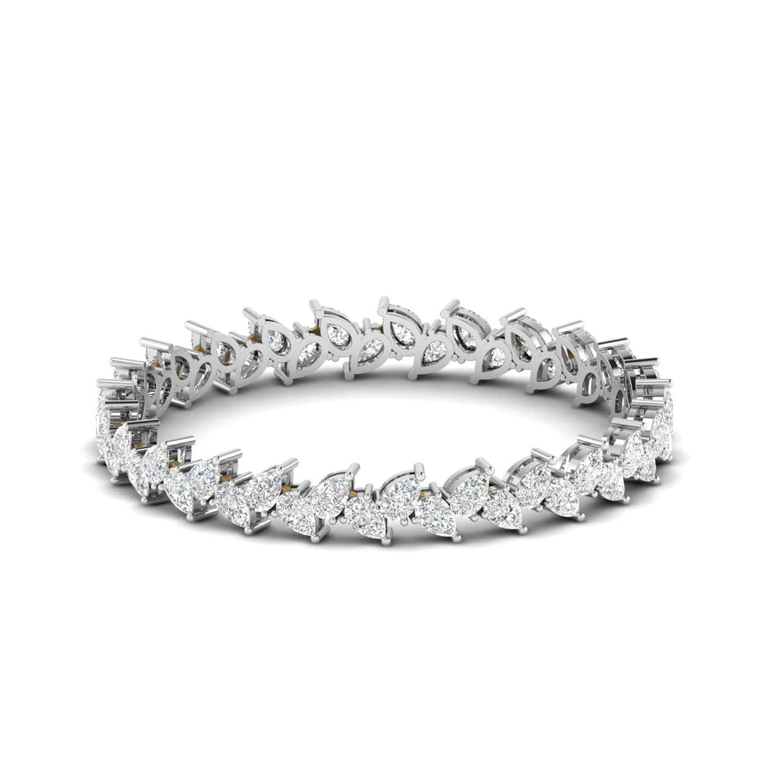 Pair of Gold Bangles with Illusion Set Pear Diamonds