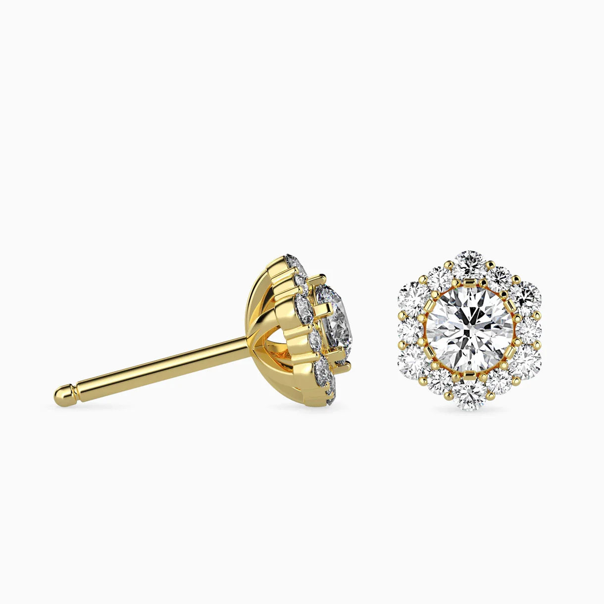 Round Diamonds Halo Studs Earring