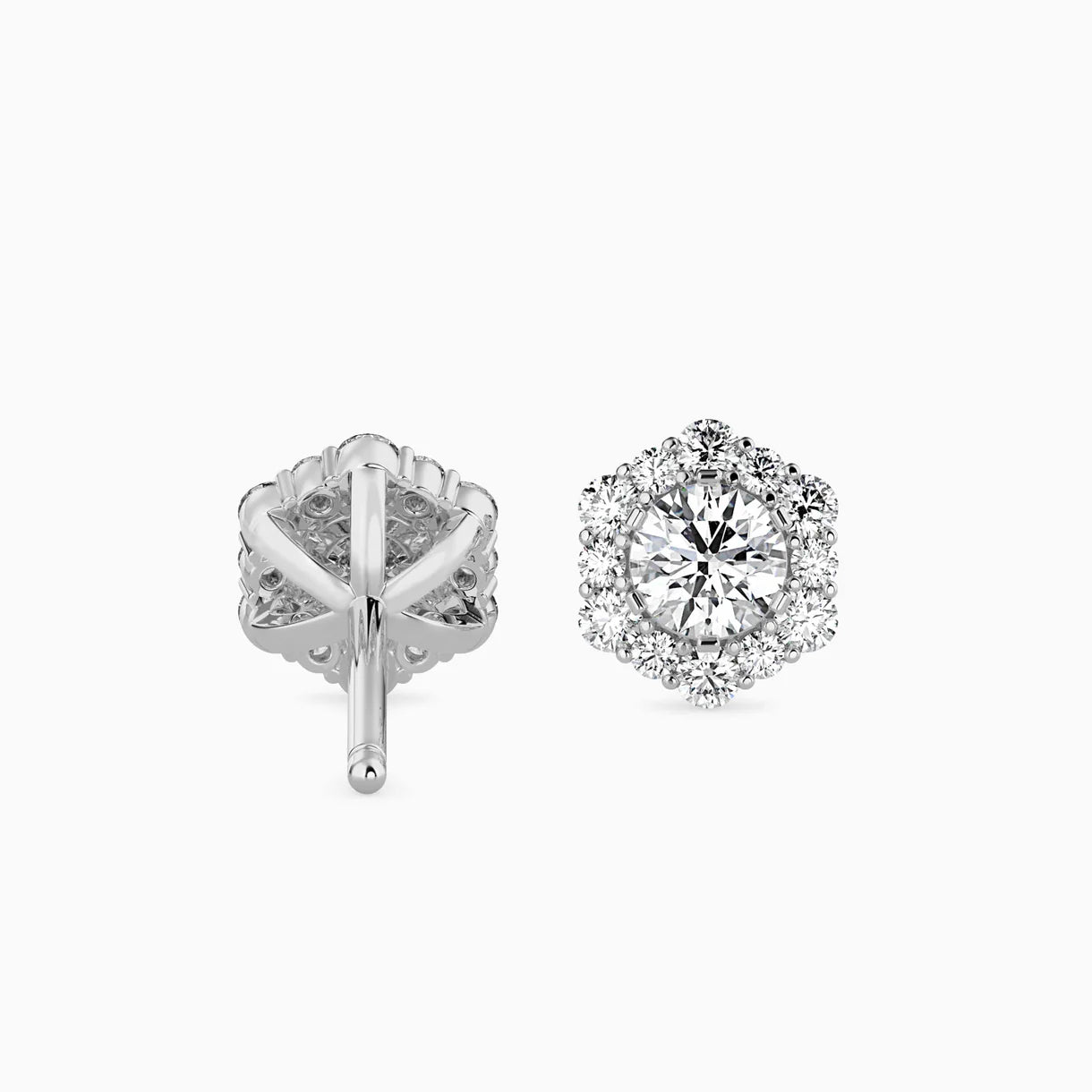 Round Diamonds Halo Studs Earring