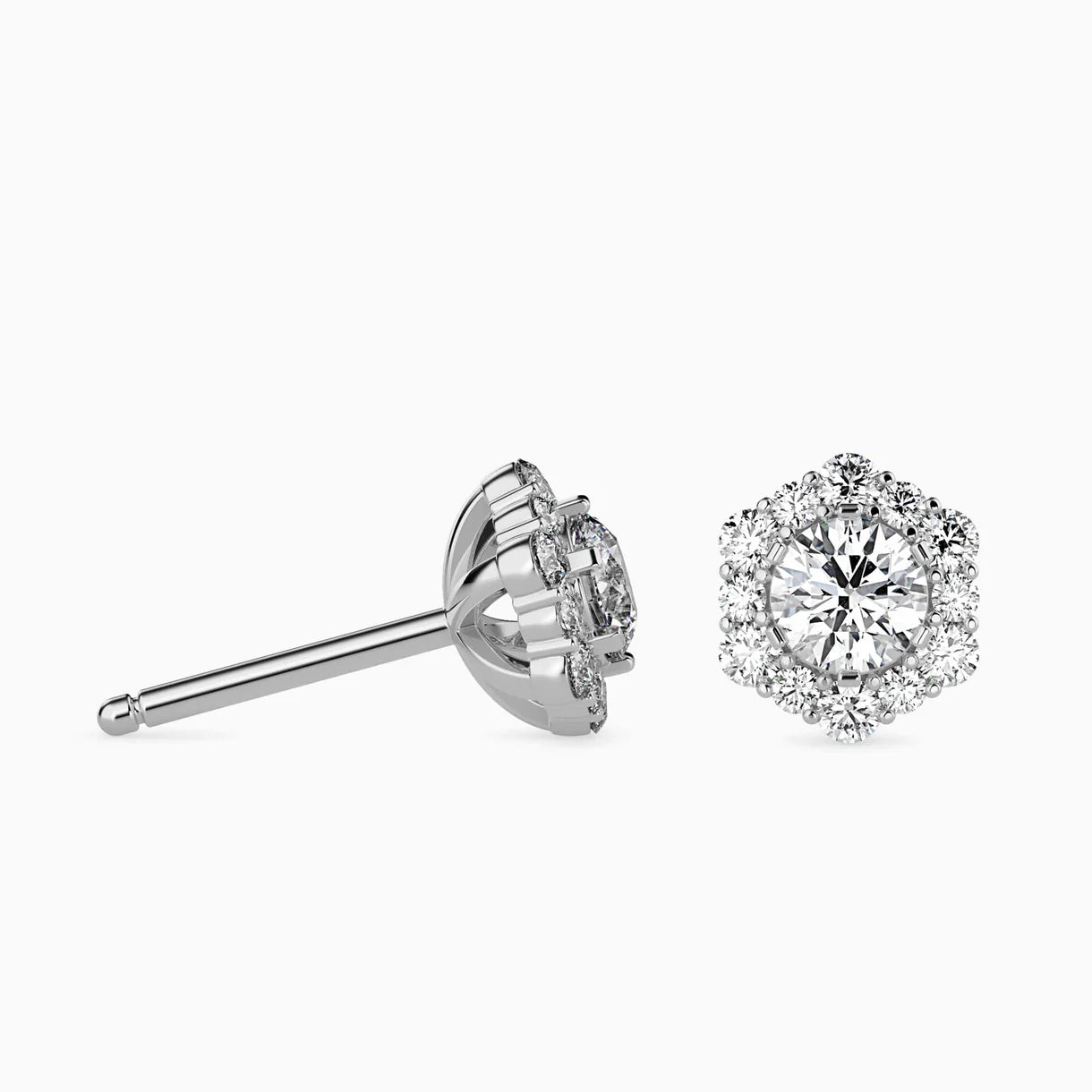 Round Diamonds Halo Studs Earring