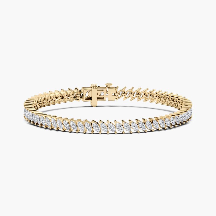 Tennis Bracelet with Marquise Diamond Diagonal Design