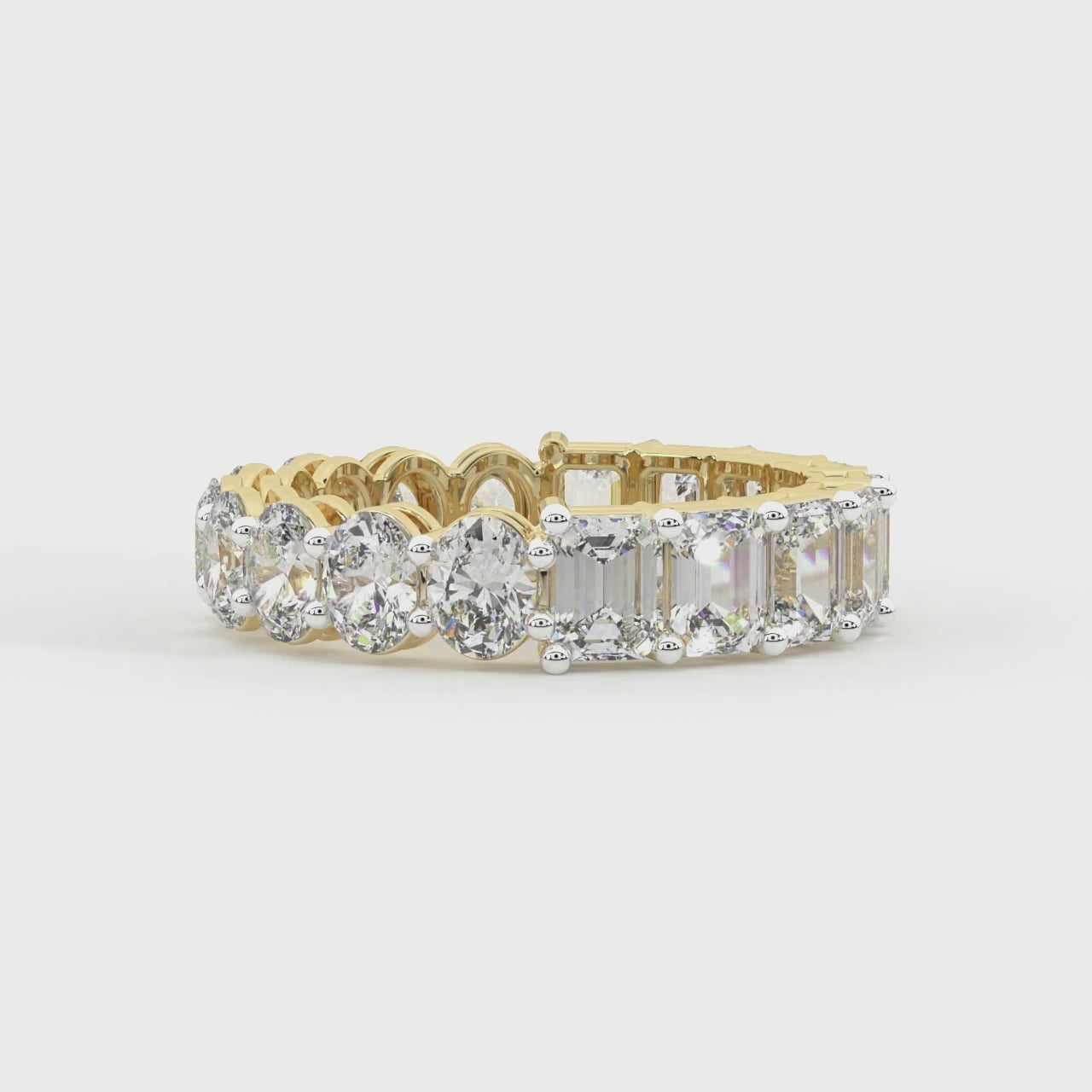Jayla Emerald & Oval Lab Diamond Eternity Ring (3 Ct. Tw.)